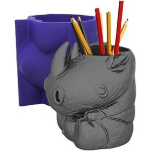 Rhino Pen Holder Mold,Rhino shaped Flowerpot Molds Soap Mold Candle Resin Molds